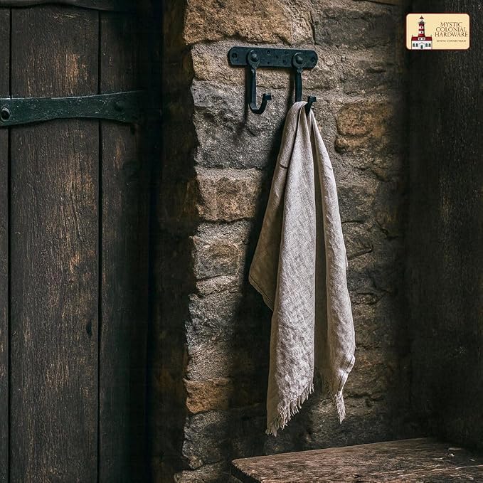 "Mystic Colonial Medieval Hand-Forged Iron Double Wall Hooks 1 Pc | Rustic - Image 6