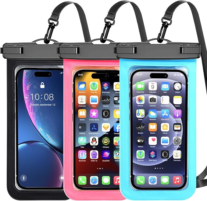 Famoby Up to 8.3" 3 Pack Multicolor Universal Waterproof Phone Pouch, Large by Famoby
