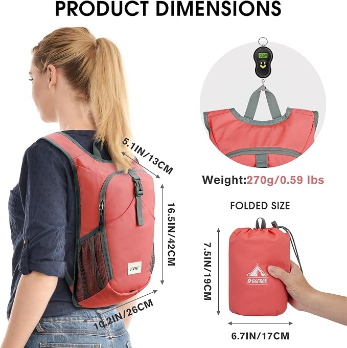 G4Free 10L Hiking Backpack, Lightweight Small Hiking Daypack Outdoor Travel - Image 3