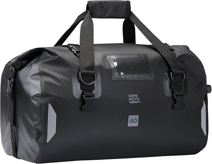 KEMIMOTO Waterproof Motorcycle Dry Bag – Duffle Tail Bag Soft Luggage, by kemimoto