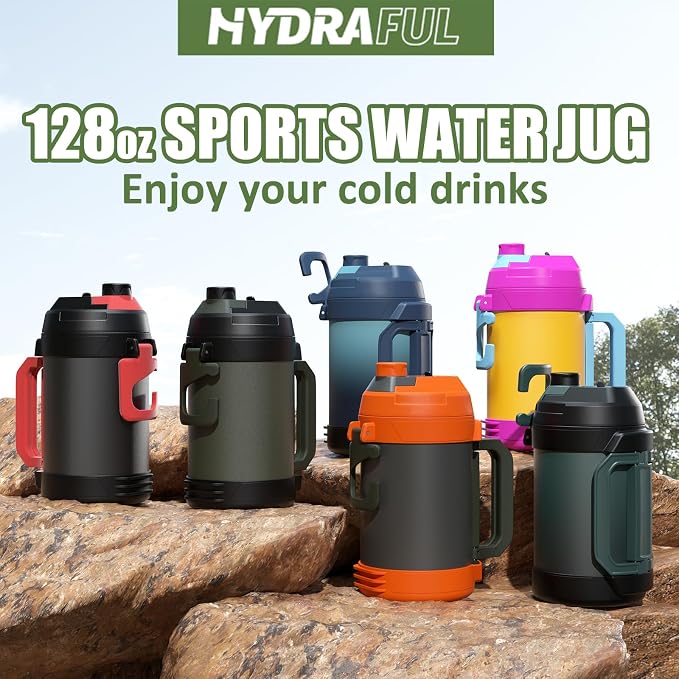 1 gallon water jug, 128 oz Large Insulated Stainless Steel Sports Water Jug - Image 7