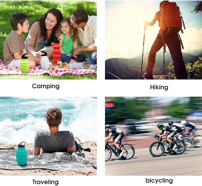 QiCheng&LYS Collapsible Water Bottle – Reuseable BPA Free Silicone Travel Water - Image 5