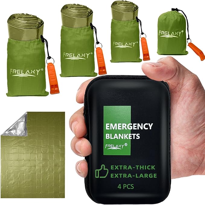 Frelaxy Emergency Blanket 2-Pack/4-Pack, Extra-Thick Extra-Large Space Blankets by Frelaxy