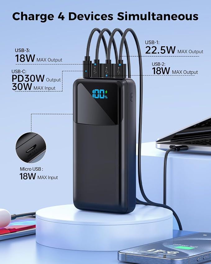 Portable Charger Power Bank 50000mAh, USB-C PD 30W Fast Charging, High Capacity - Image 3