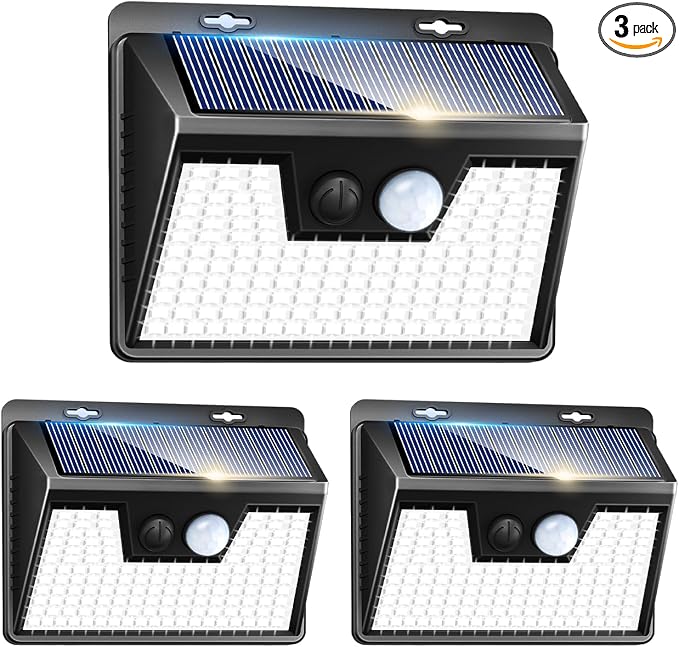 Peasur 140LED Solar Powered Lights Outdoor Waterproof, 3 Packs Motion Sensor by Peasur