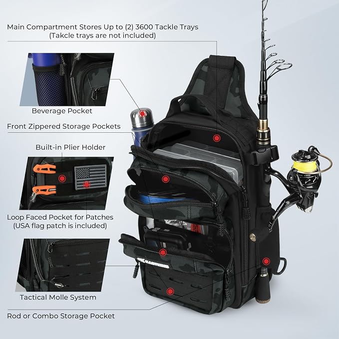KastKing BlowBak Tactical Sling Tackle Bag-Lightweight Fishing Backpack Storge - Image 5
