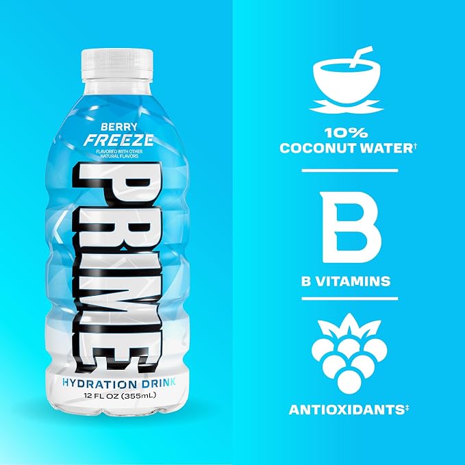 PRIME HYDRATION Variety, Berry Freeze, Cherry Freeze, & Ice Pop Sports Drinks - Image 6