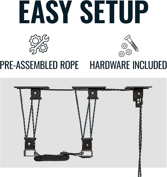 Teal Triangle Heavy Duty Elite Canoe Hoist, Easy-Lift Garage Pulley System - Image 4
