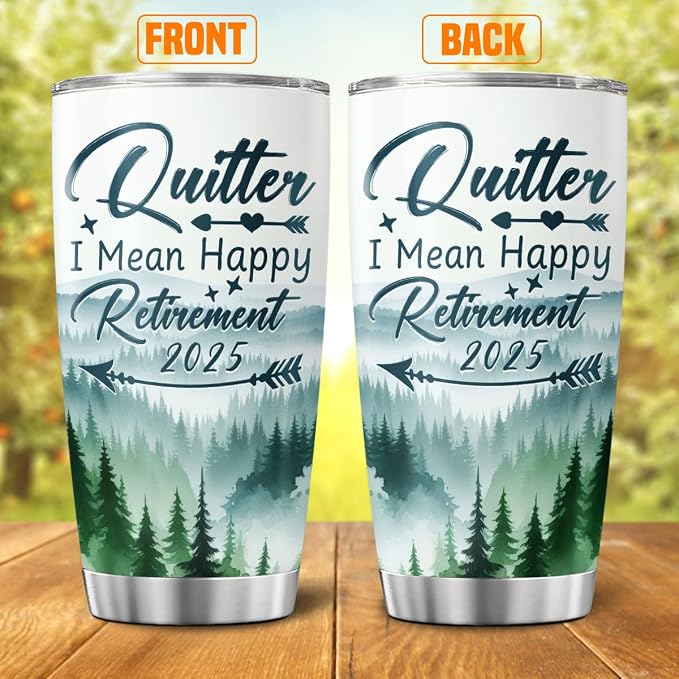 Funny Retirement Tumbler 2025 for Men Women, Quitter I Mean Happy Retirement - Image 2