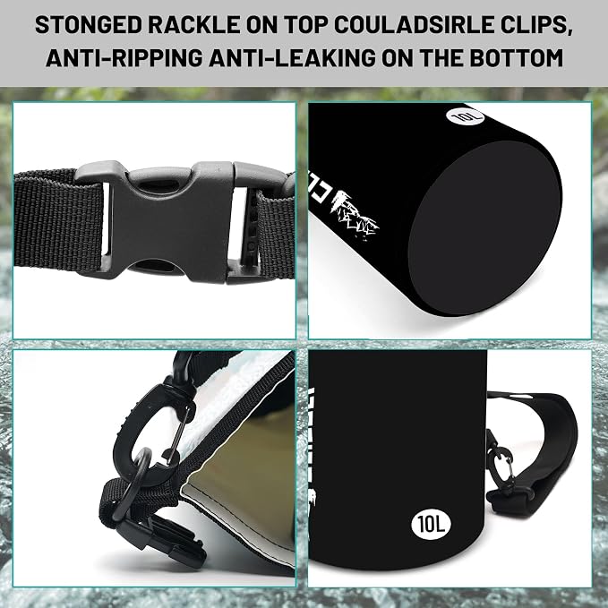 Waterproof Dry Bag, Roll Top Black Small Waterproof Backpack - Image 3