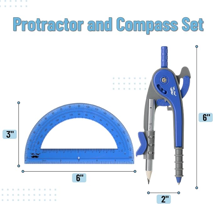 Mr. Pen- Geometry Compass and Protractor Set, 6 Inch Compass, 6 Inch Protractor - Image 2