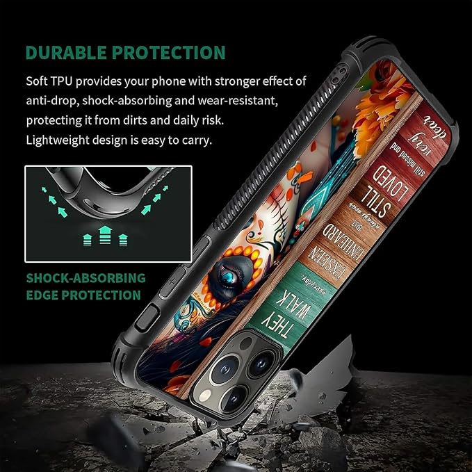 for iPhone 16 Pro Max Case, Sugar Skull Day of Death Halloween Pattern Graphic - Image 2