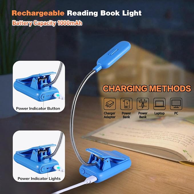 VAVOFO Rechargeable Book Light for Reading in Bed Kids, 7 LED Reading Light - Image 4
