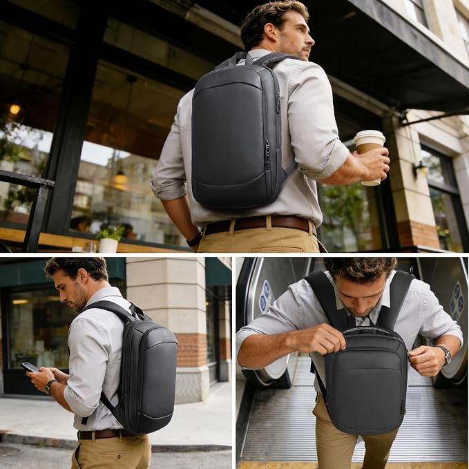 hk Business Backpack for Men 15.6 Inch, Slim & Expandable Waterproof Travel - Image 7