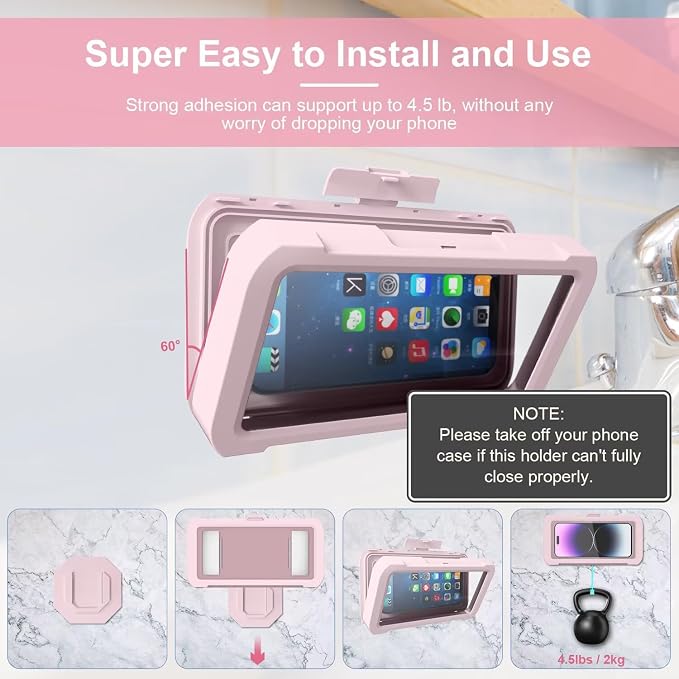 URROY Shower Phone Holder Waterproof, 360° Rotation Shower Phone Case, Anti-Fog - Image 5