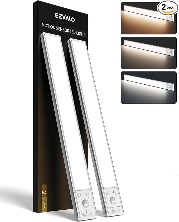 EZVALO 134 LED Under Cabinet Lights, 4000mAh Rechargeable Motion Sensor Light by EZVALO