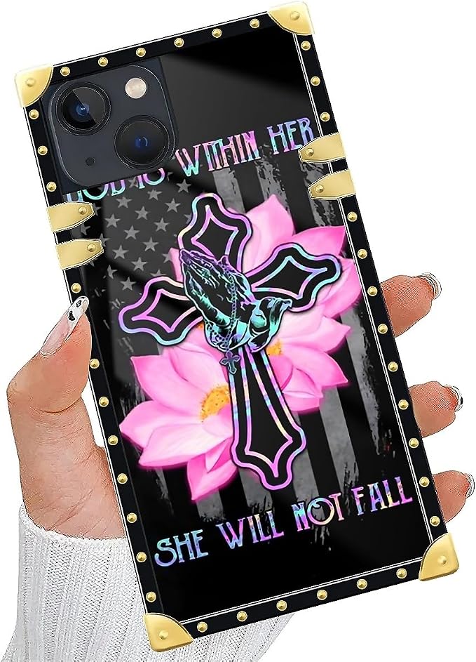 Compatible with iPhone 13 Case, Praying Cross Hands Luxury Golden Decoration - Image 5