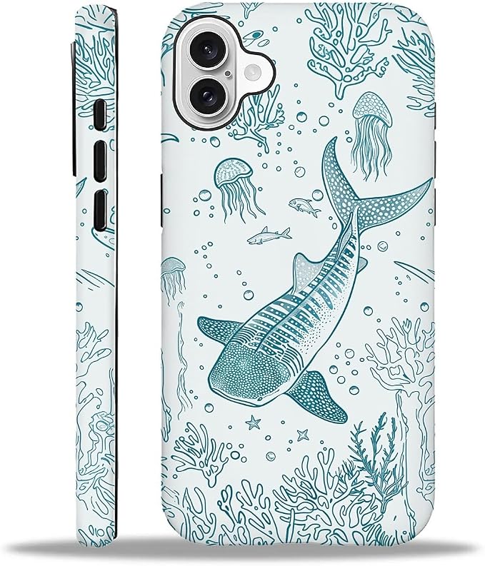 for iPhone 16 Case, HH2 Ocean Whale Shark Hybrid 2 Layer Hard Shell Silicone by Unknown