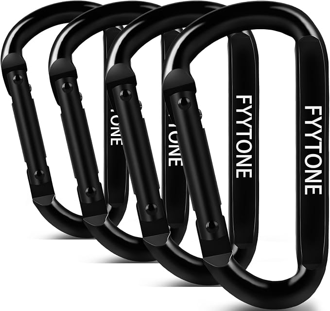 Black Steel Heavy Duty Carabiner Clip, 880 lbs 3" Carabiners D Ring Spring Snap by FYYTONE