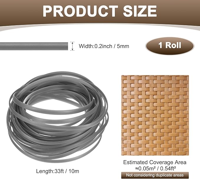 M METERXITY 1-Pack Wicker Repair Kit, 5mm x 33ft/10m Plastic Flat Rattan - Image 3