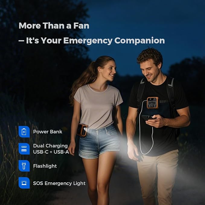 SEAINGO Portable Waist Fan Rechargeable – 10000mAh, 42 ft/s Max, 5 Speeds - Image 4