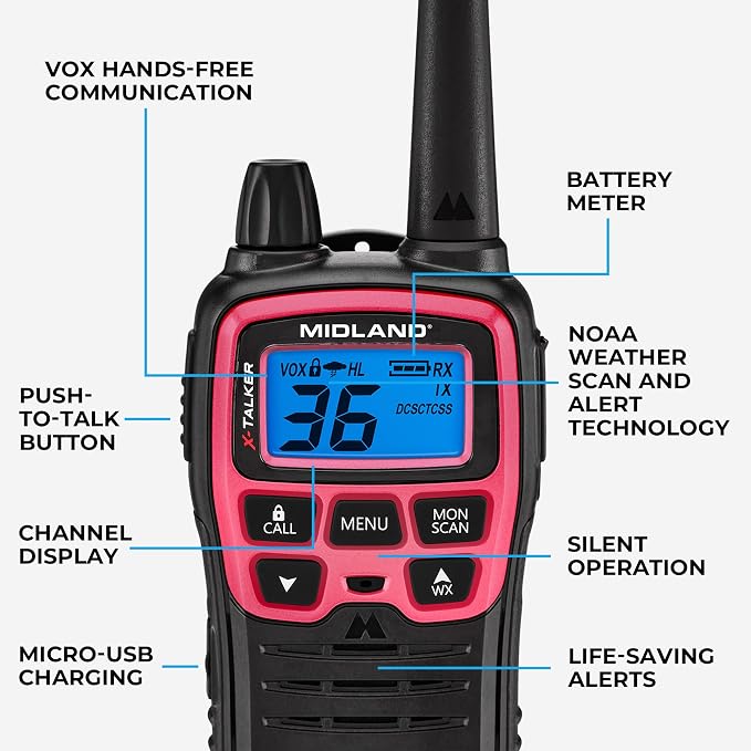 Midland T71PNK X-TALKER FRS Walkie Talkies - Image 4