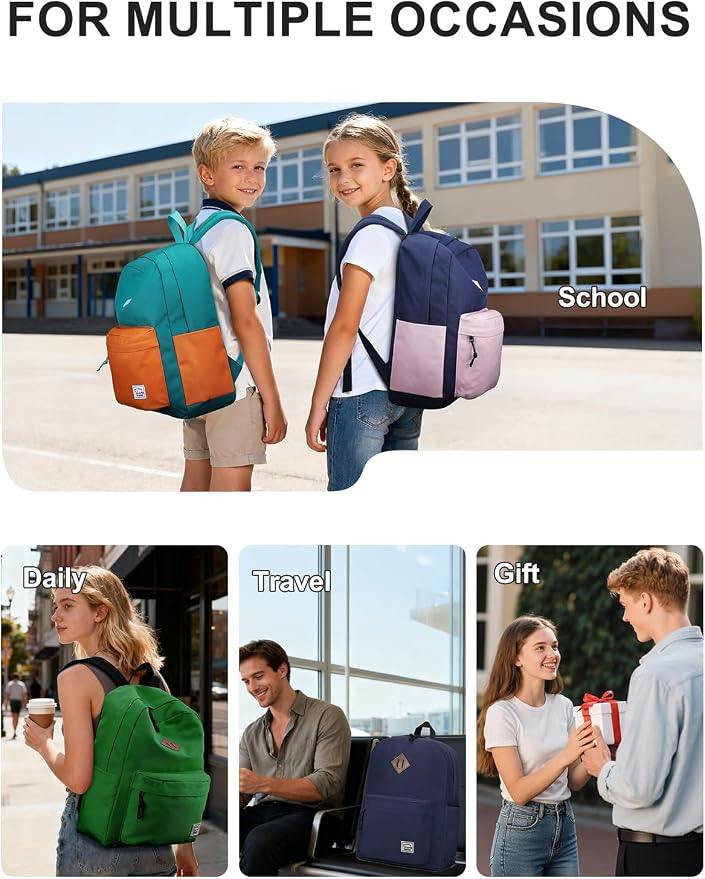 VASCHY Lightweight Backpack for School, Classic Basic Water Resistant Casual - Image 7