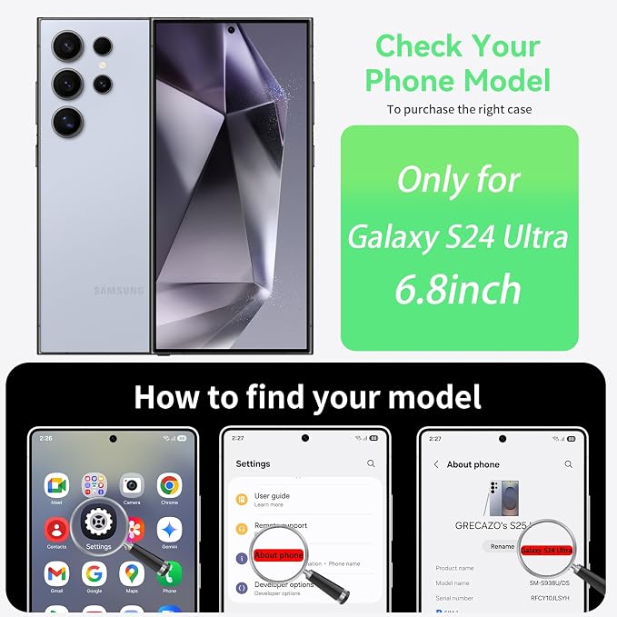 GRECAZO Slim Borderless for Samsung Galaxy S24 Ultra Phone Case 6.8" Ultra-Thin - Image 2