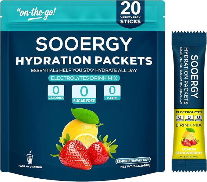 Electrolytes Powder Packets Sugar Free Hydration Packets, Liquid Daily IV by Sooergy