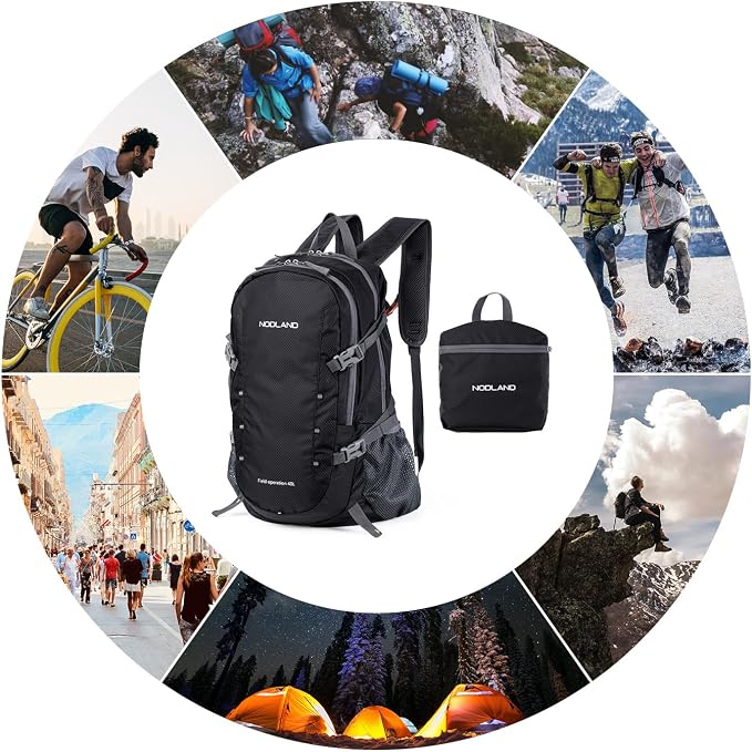 NODLAND Lightweight Backpack Travel 40L Foldable Water-Resistant Daypack - Image 6