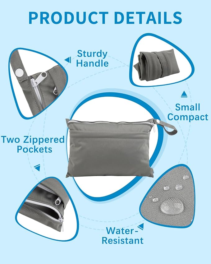 babygoal Wet Dry Bags for Baby Cloth Diapers, Washable Travel Bags, Gym Bag for - Image 2