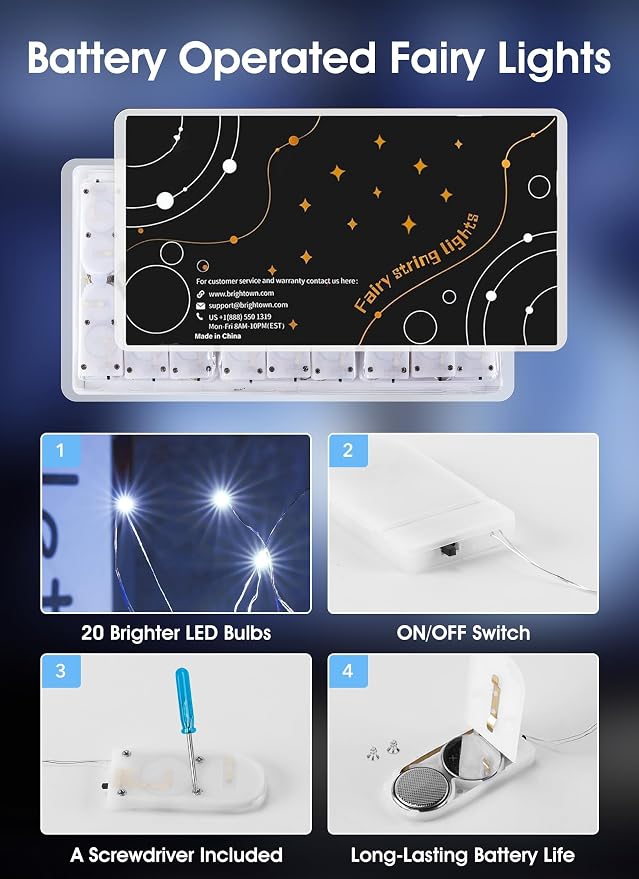 Brightown 24 Pack Fairy Lights Battery Operated - 7Ft 20 Led Mini String Lights - Image 4