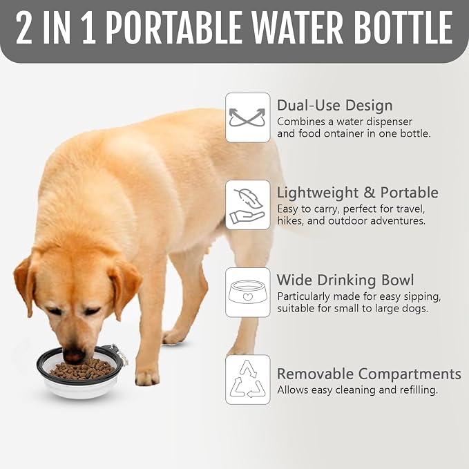 Dog Travel Water Bottle W/Collapsible Bowls - Image 8