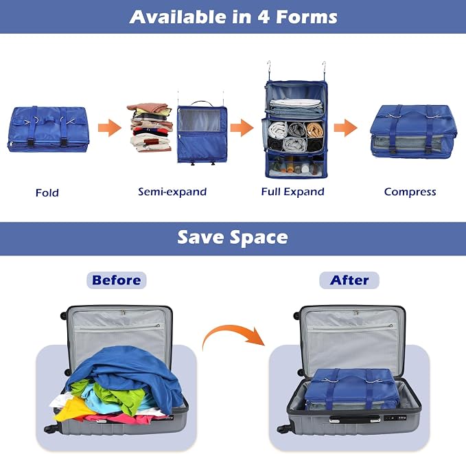 Surblue Hanging Shelves Travel Storage Bag Compression Packing Cube - Image 3