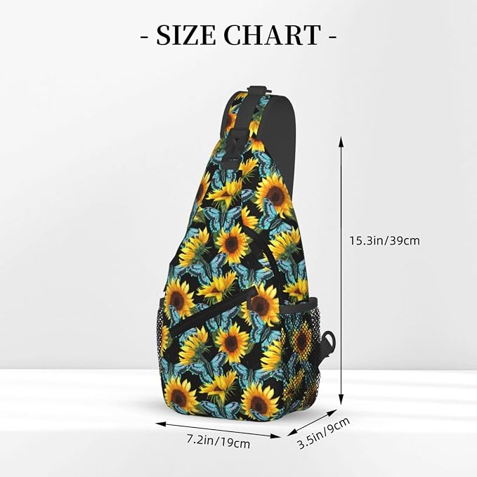 Sunflower And Blue Butterfly Sling Bag - Image 3