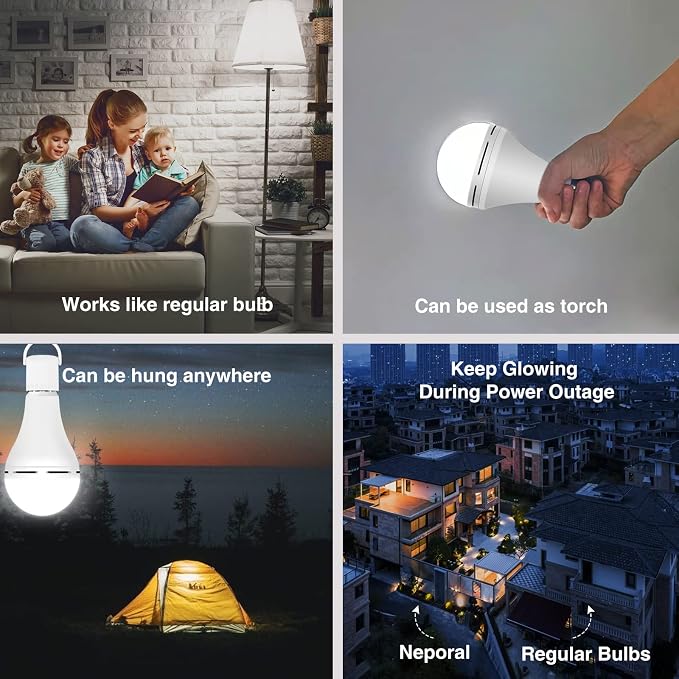 Rechargeable Light Bulbs, Back Up Battery Light Bulbs, 15W 80W Equivalent 6000K - Image 2