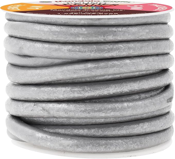 Mandala Crafts Round Genuine Silver Leather Cord - Image 2
