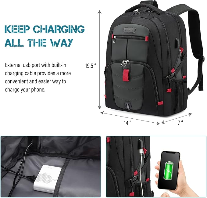LOVEVOOK 17 inch Travel Laptop Backpack, Waterproof, Anti-Theft - Image 4
