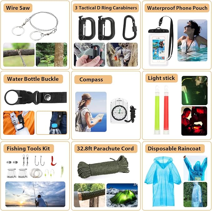 Survival Kit, Emergency Kit for Earthquake, Outdoor Adventure, Gifts for Men - Image 6