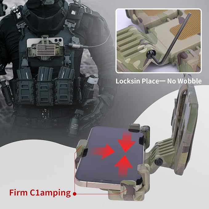 Tactical Gear Plate Carrier Vest Accessories, MOLLE Phone Chest Mount Holder - Image 7
