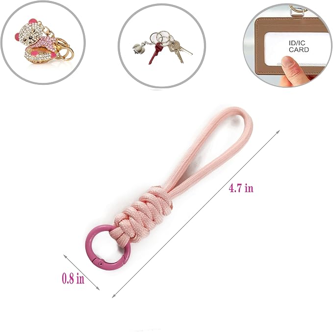 Colorful Braided Paracord Keychain, 12cm Length, Decorative Woven Rope Strap - Image 2