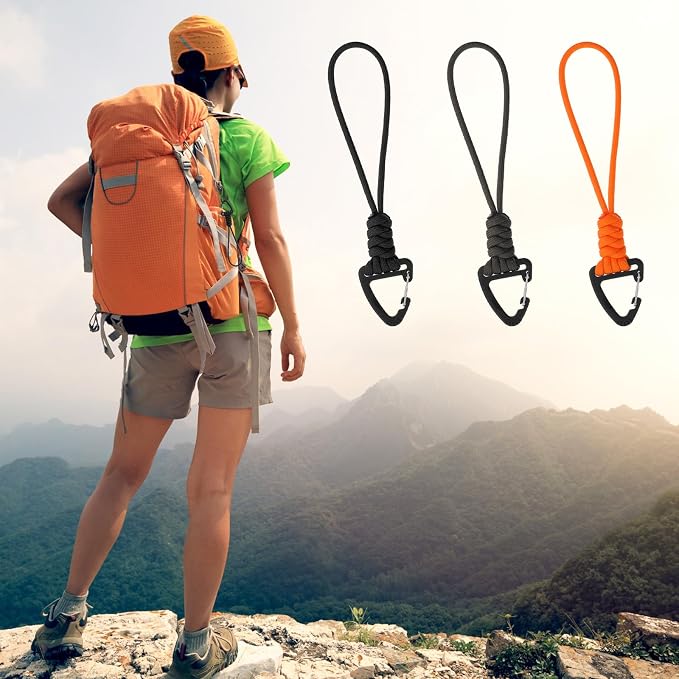 3PCS Paracord Keychain Carabiner, Braided Lanyard Key Chain Men/Women Triangle - Image 4