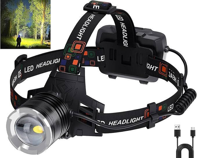 LED Rechargeable Headlamp, 000 Lumens Head Lamps Super Bright Long Distance by BERCOL