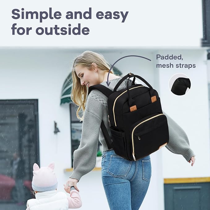 RUVALINO Diaper Bag Backpack, Large Capacity, Waterproof, Deep Black - Image 5