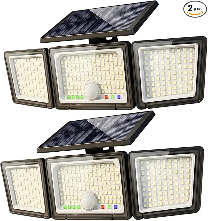 Solar Outdoor Lights Motion Sensor, 2500LM 286 LED Security Flood Lights by Claoner