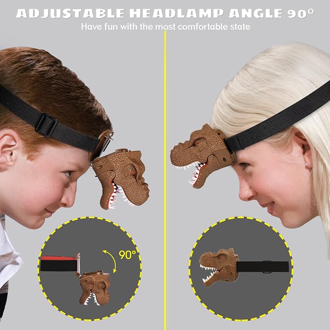 Dysaim Dinosaur Headlamp for Kids Head Lamp Outdoor Camping Essentials Gear - Image 5
