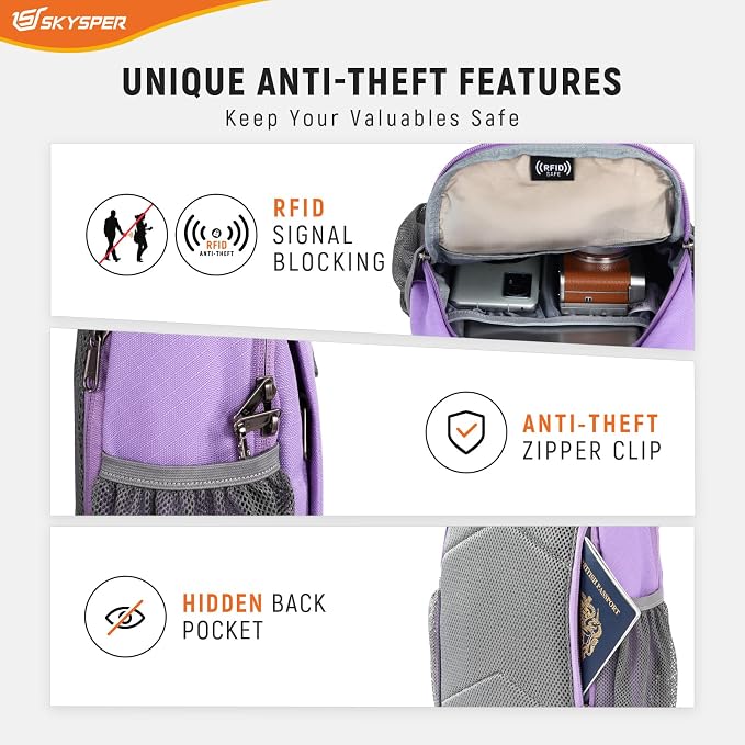 SKYSPER Sling Bag RFID Cross Body Bag Recycled Crossbody Backpack Travel Daypack - Image 2