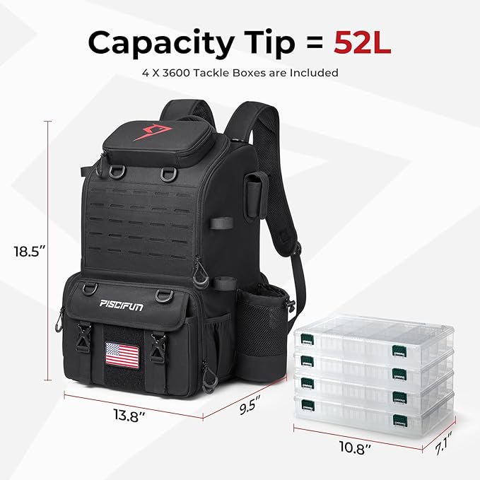 Piscifun 52L Fishing Tackle Backpack - Image 6