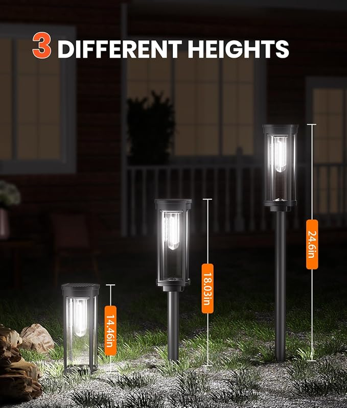 NEWMESSI 4 Pack Solar Pathway Lights Outdoor, Modern Super Brightness LED Path - Image 6