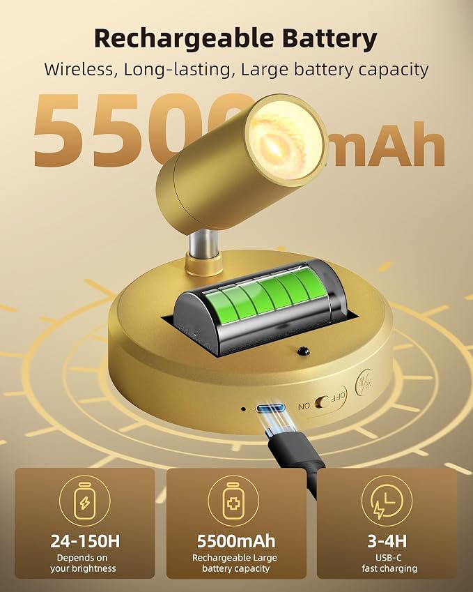 EZVALO LED Spotlight Indoor, 5500mAh Rechargeable Battery-Powered Picture Lights - Image 2